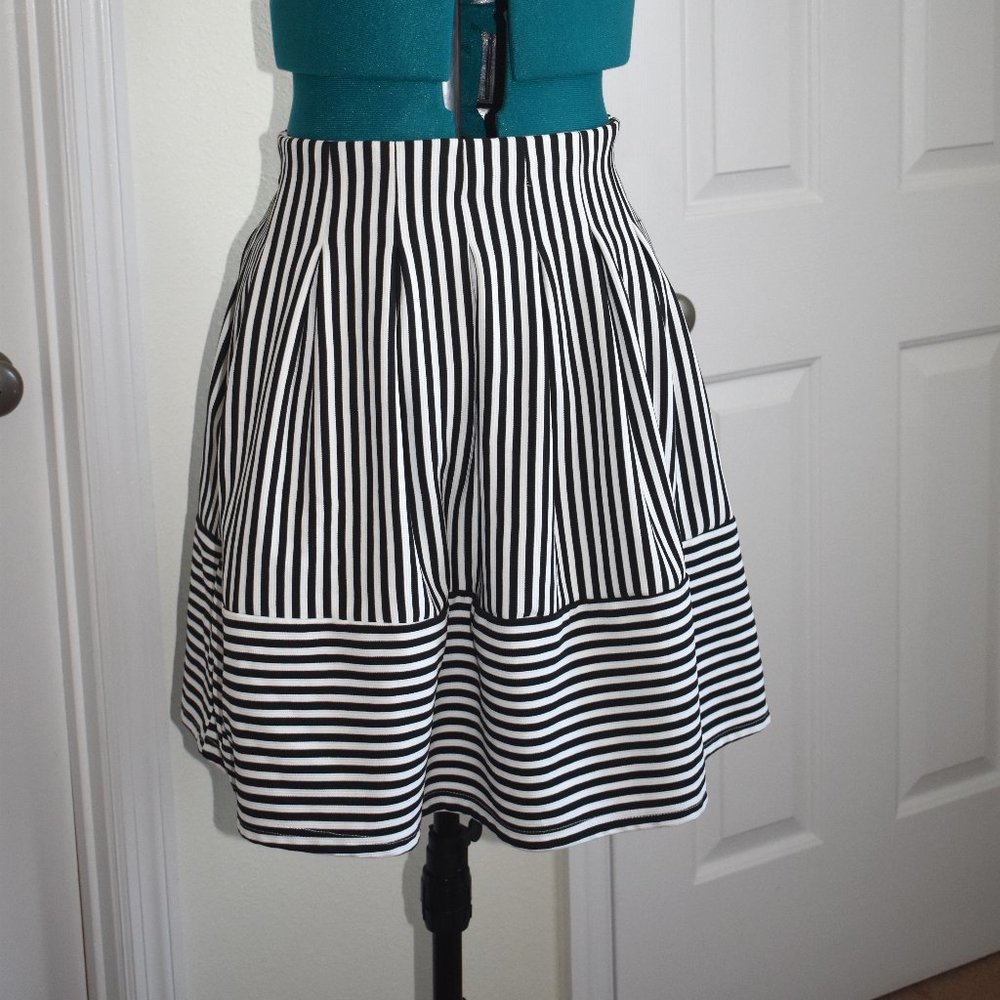 She + Sky Black and White Striped Skirt